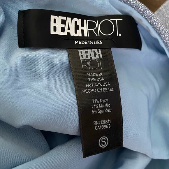 Beach Riot Carlie Metallic Cut Out One Piece Swimsuit size small Blue Silver - Picture 8 of 8